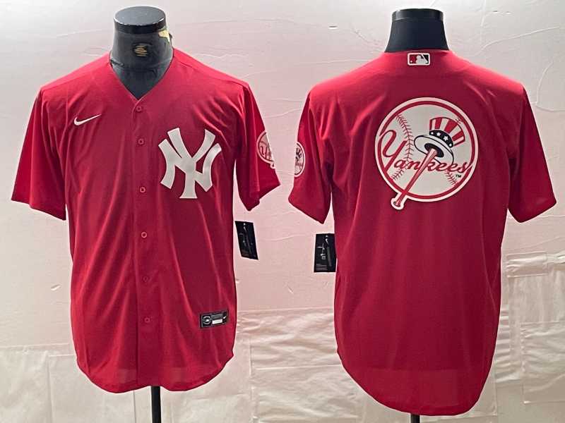 Mens New York Yankees Blank Red Cool Base Stitched Baseball Jersey->new york yankees->MLB Jersey